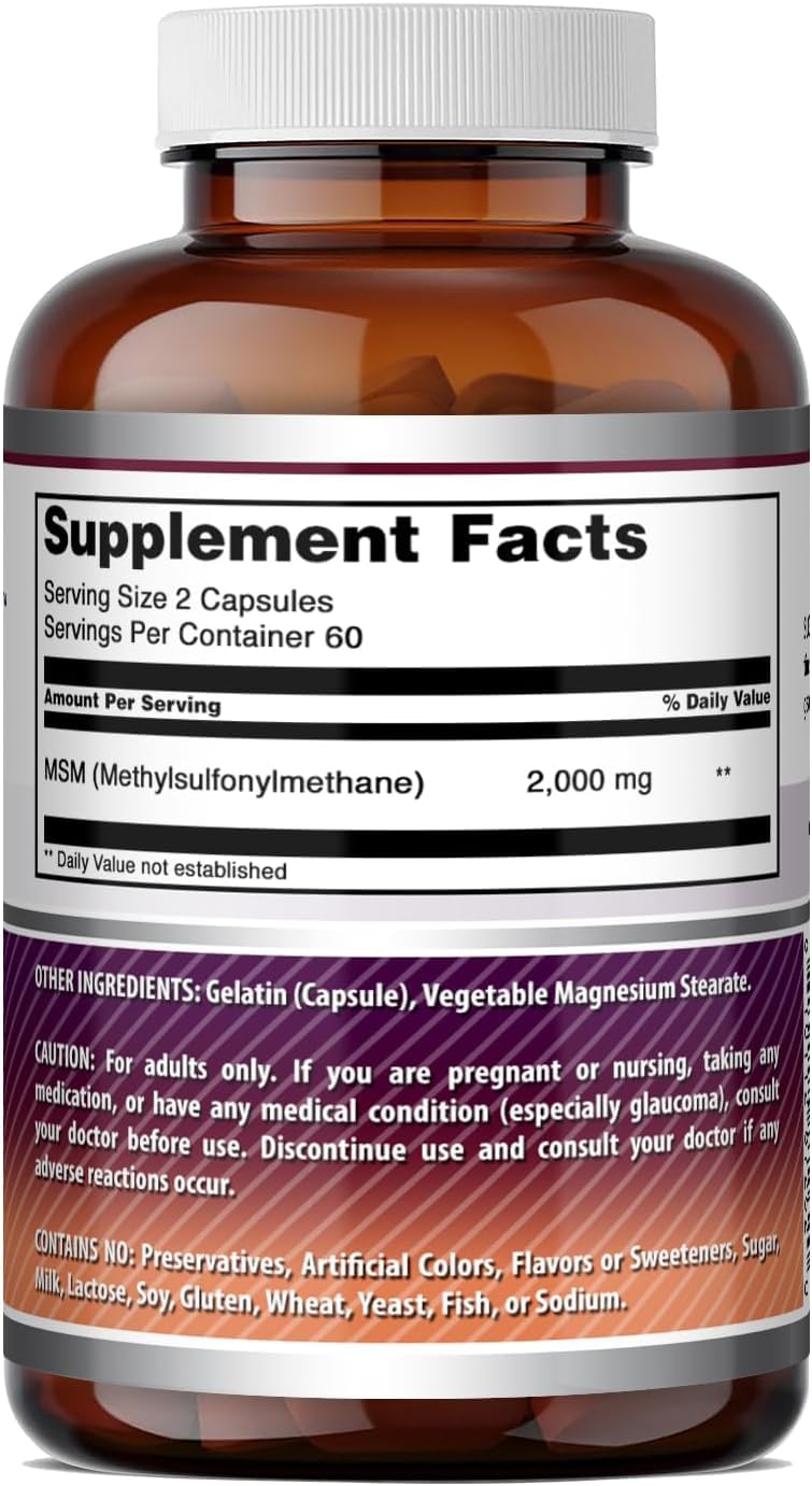 Amazing Formulas MSM (Methylsulfonylmethane) Supplement | 2000 Mg Per Serving | Capsules | Non-GMO | Gluten Free | Made in USA (120 Count | Pack of 3) 3 Pack