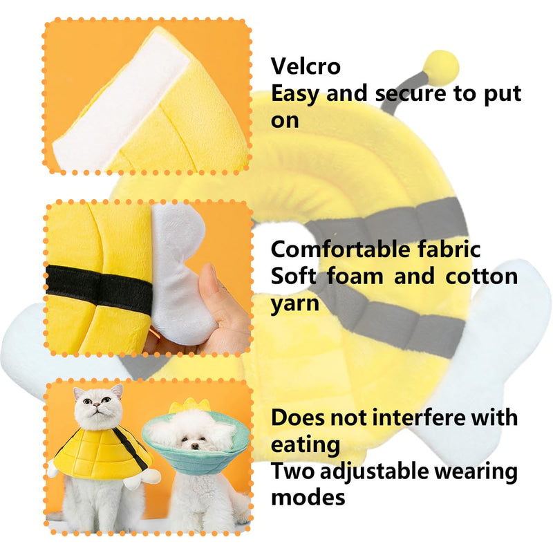 crazy bean Cat Neck Collar Soft Leak Protection Dog Protective Collar Cone Collars Adjustable for Pets Recovery Collar Yellow Bee, L - BeesActive Australia
