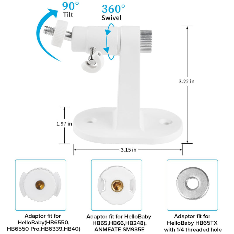Adjustable Baby Monitor Mount for HelloBaby HB65/HB40/HB6550/HB66/HB6339/HB6550 Pro, ANMEATE SM935E, Universal Baby Monitor Wall Mount with Perfect View and Easy to Install - BeesActive Australia