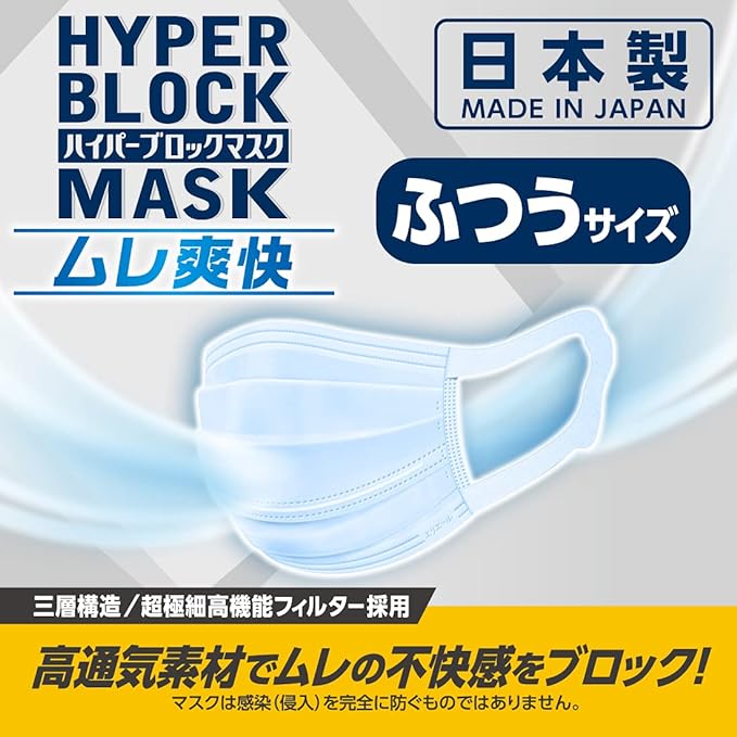 Elleair Hyper Block Mask, Stuffy Refreshing, White, Regular Size, 50 Sheets - BeesActive Australia