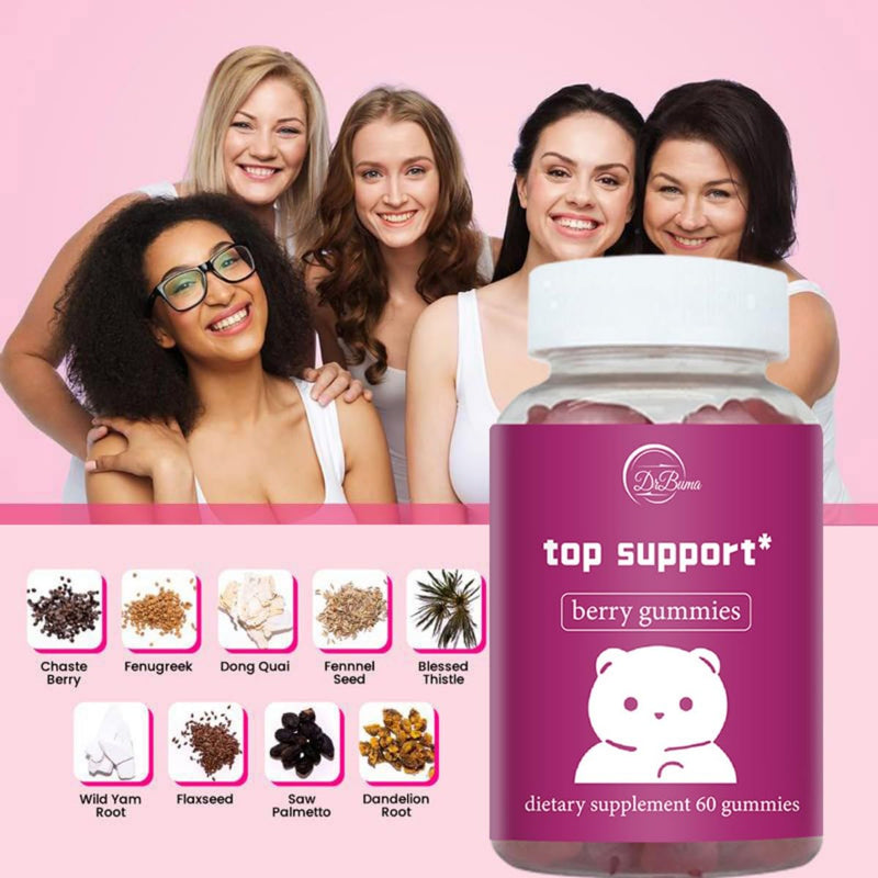 Top Support Gummies for Women: Gummies for Natural Balance and Confidence - Fitness Supplement with Essential Vitamins 60 Gummies Peach Support
