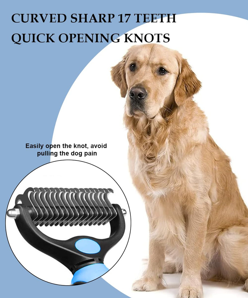 Deshedding Brush - Double-Sided Undercoat Rake for Dogs and Cats - Shedding Comb and Dematting Tool, Extra Wide, Pet Grooming Kit Essential - BeesActive Australia