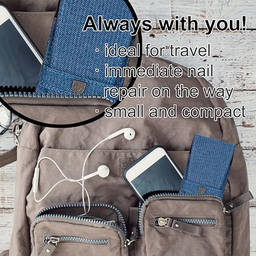 3 Swords Germany - brand quality 6 piece manicure pedicure grooming kit set for professional nail care with jeans textile case - Made in Germany TEXTILE BLUE JEANS
