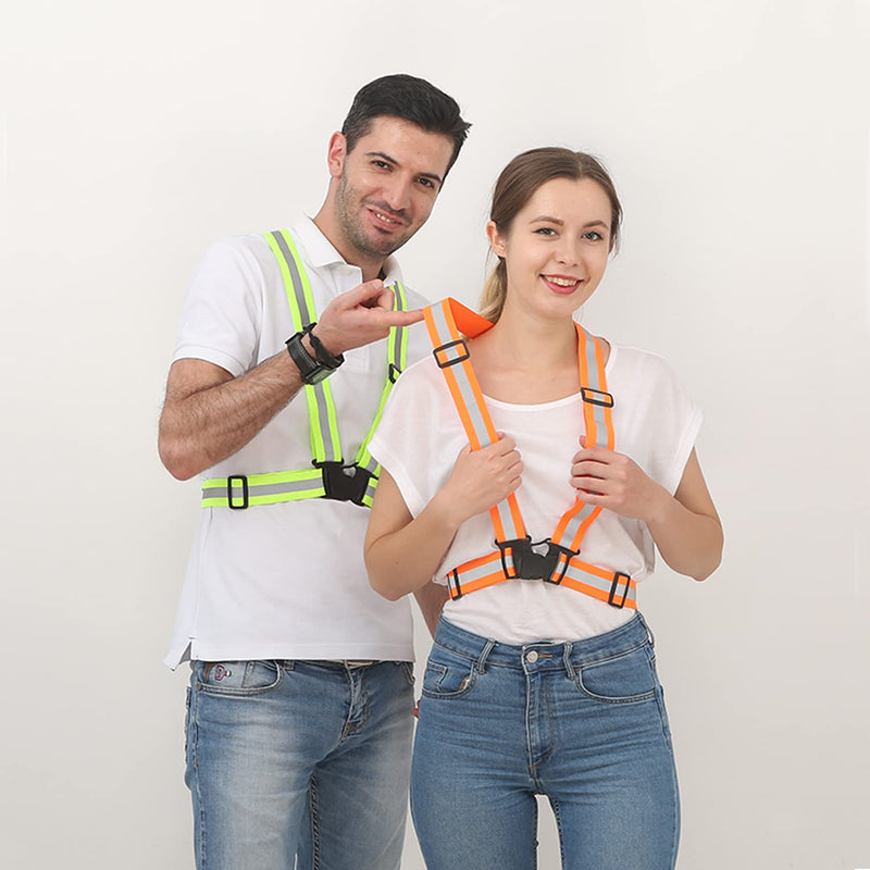 Reflective Vest Running Gear,High Visibility Adjustable Safety Vest for Outdoor Motorcycle,Dog Walking,Night Running,Hiking Color Mixing