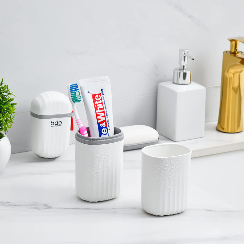 VITVITI White Toothbrush Travel Case, Portable Travel Soap Container Dish Tray, Portable 7.88 inch Toothpaste Travel Toothbrush Holder with Cover for Trip/Bathroom/Camping - BeesActive Australia