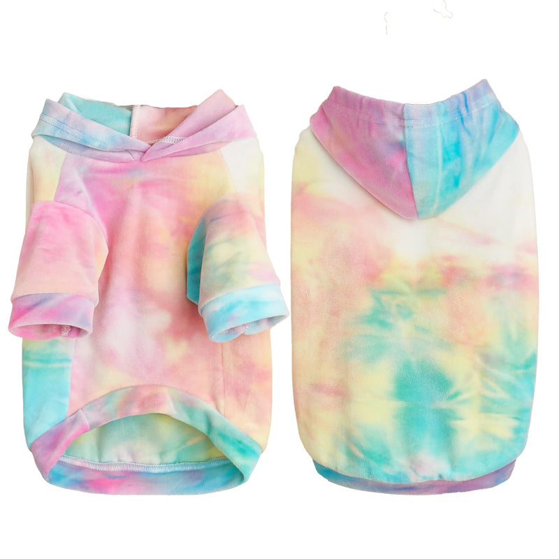 Tie Dye Dog Hoodie Puppy Sweater Sweatshirt, Cold Weather Coat Pet Clothes for Dog Cat Multicolor-02 Medium - BeesActive Australia