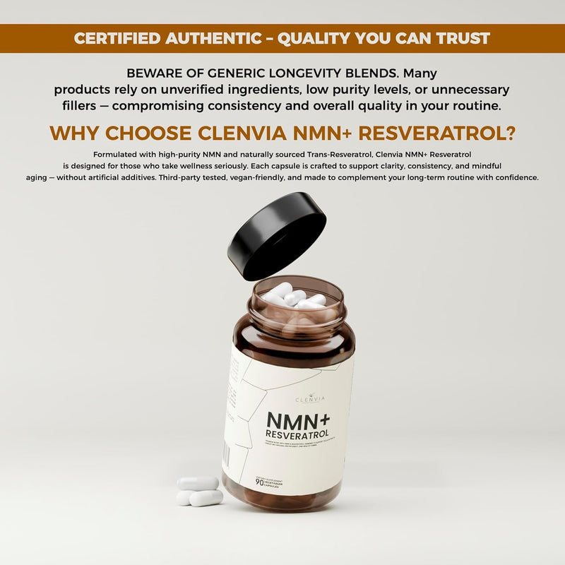 Premium NMN Supplement with Resveratrol – High Potency NAD+ Support Formula – >99.7% Purity – Third-Party Tested – Made in USA – 500mg Nicotinamide + 100mg Resveratrol – 90 Capsules