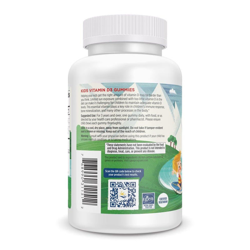 Nordic Naturals Vitamin D3 Gummies Kids, Wild Watermelon Splash - 120 Gummies - 400 IU Vitamin D3 - Bone Health, Healthy Immunity - Non-GMO, Vegetarian - 120 Servings 120 Count (Pack of 1) - BeesActive Australia
