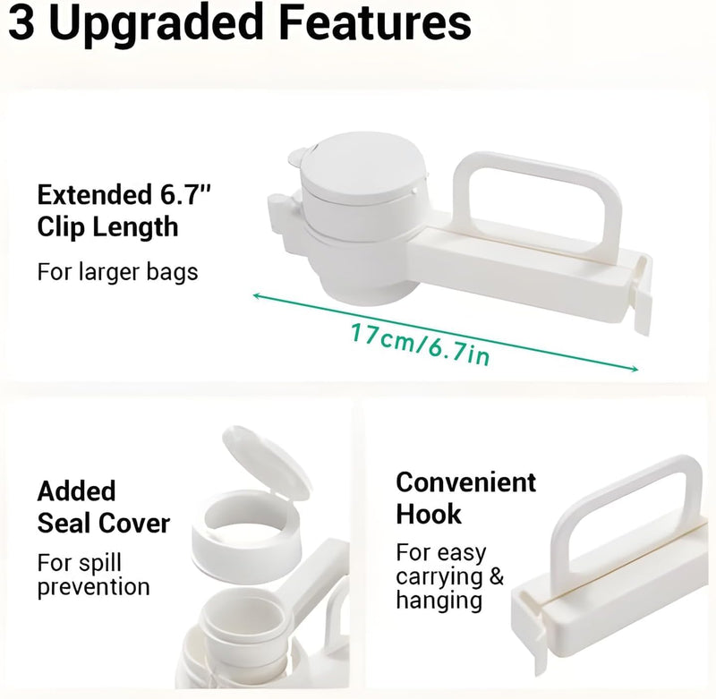 4 Pack Bag Clips with Pour Spout + 10 PCS Food Bag Clips, Sealing Bag Clips for Snack Food Storage, Reusable Plastic Cap Sealer Clips for Snack Small Particle Food, Liquid, Dog/Cat Food Organizer - BeesActive Australia