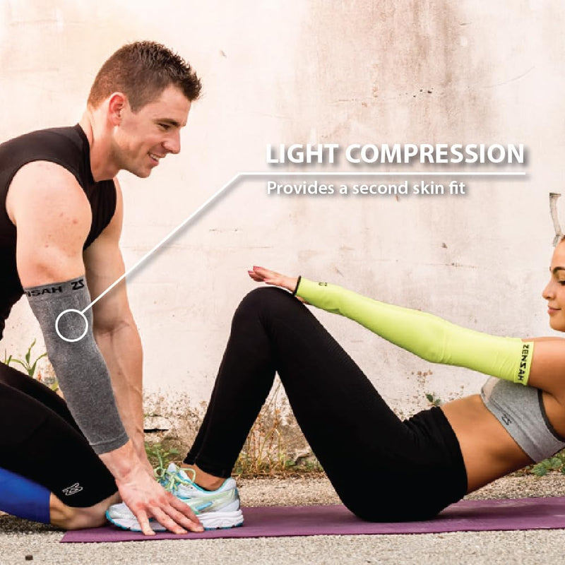Zensah Compression Arm Sleeves - Made in USA, Thermal Arm Warmers for Cycling and Running with UV Sun Protection Large-X-Large Navy - BeesActive Australia