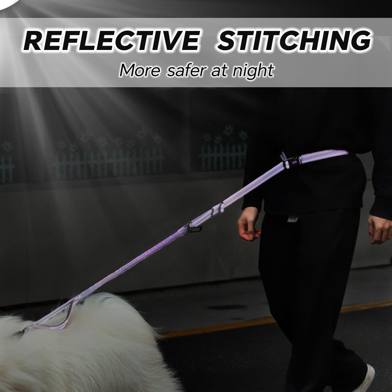 Hands Free Dog Leash, Adjustable Heavy Duty Bungee Waist Leash Belt for Medium Large Dogs Walking Running Hiking with Reflective(Purple) Purple - BeesActive Australia