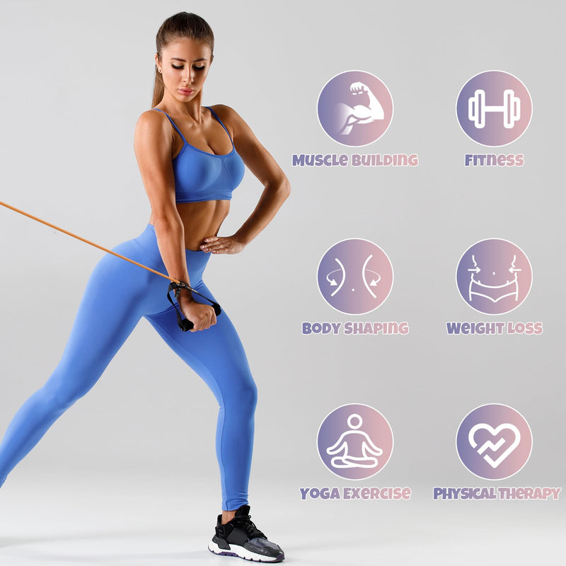 RitFit Single Resistance Exercise Band with Comfortable Handles - Ideal for Physical Therapy, Strength Training, Muscle Toning - Door Anchor and Starter Guide Included Green(5-10lbs) - BeesActive Australia