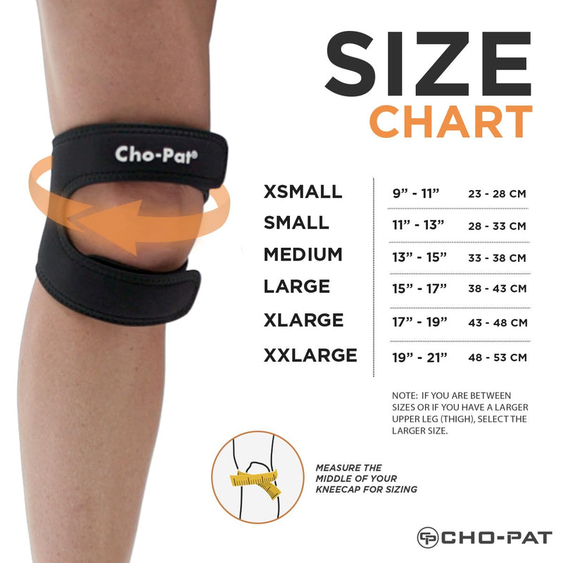 Cho-Pat Dual Action Double-Layer Adjustable Knee Strap, Full Mobility and Knee Pain Relief for Chondromalacia, Osgood Schlatter’s, Tendonitis, and Meniscus Tears, Medium Black - BeesActive Australia