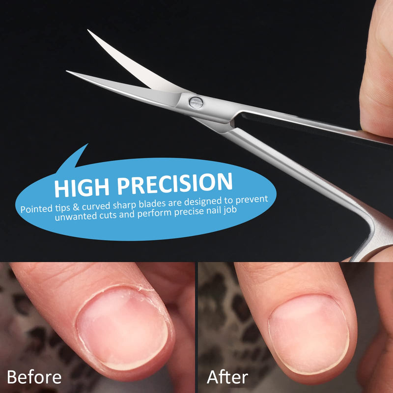 Qunzhao Cuticle Scissors for Women and Men Curved Stainless Steel with Tip Grooming Blades Manicure Nail for Dry Skin Nail Scissors (2) 02 - BeesActive Australia