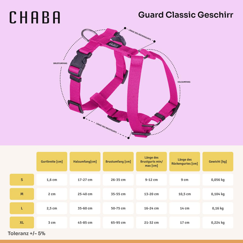 Chaba Guard Dog Harness for Small and Medium Dogs with Control, Anti-Pull & Choking, Adjustable, Comfortable and Lightweight, Classic Step-in Chest Harness, Dog Harness, Size M, Fuschia Pink - BeesActive Australia