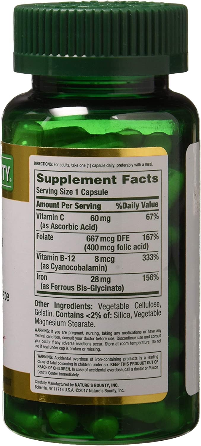 Nature's Bounty Gentle Iron 28 mg 90 Capsules (Pack of 3) 90 Count (Pack of 3)