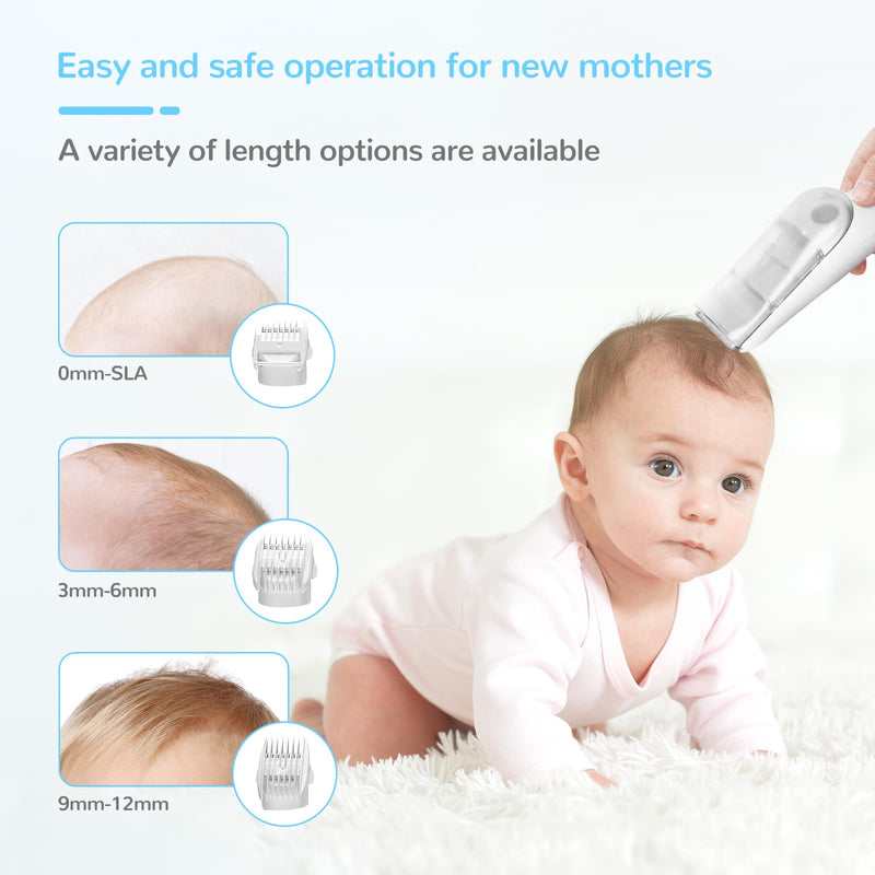 FERRISA Cordless Baby Hair Clippers, Vacuum Hair Clipper for Baby Fine Hair, Baby Hair Clipper Quiet Hair Clipper for Baby, Hair Clipper Auto Suck Snipped Hair, IPX7 Waterproof Rechargeable White - BeesActive Australia