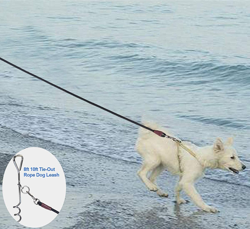 Tie Out Rope Dog Leash, 8-10-13-15-20-25-30-35-40-45-50FT Heavy Duty Nylon Check Cord for Medium Large Dogs Indoor/Outdoor Playing Camping Backyard (Black, 3/8" x 20ft) black - BeesActive Australia