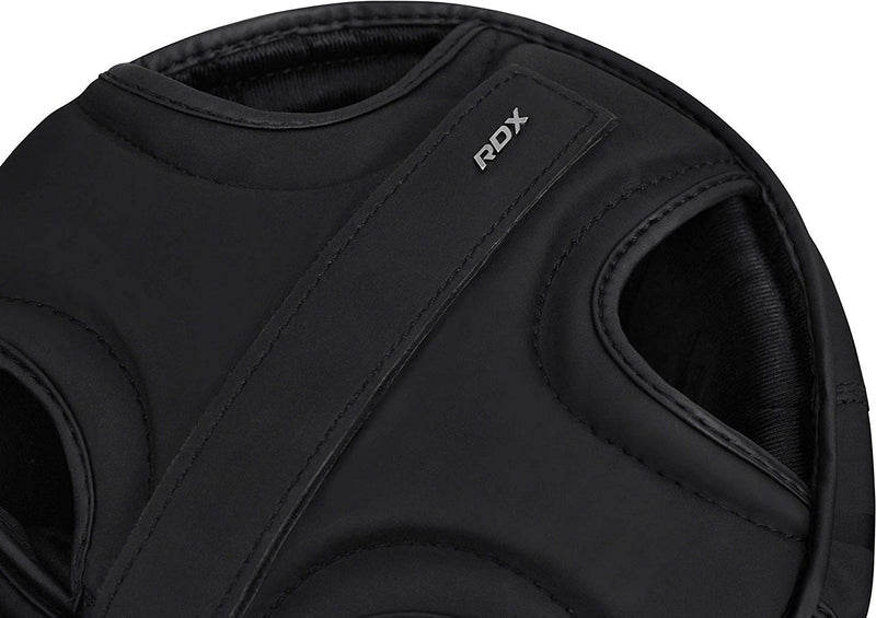 RDX Boxing Headgear Sparring Grappling, Maya Hide Leather, Head Gear for MMA Muay Thai Kickboxing Training, Multi Layered Padding, Taekwondo Martial Arts BJJ Wrestling Karate, Black Matte Black Small