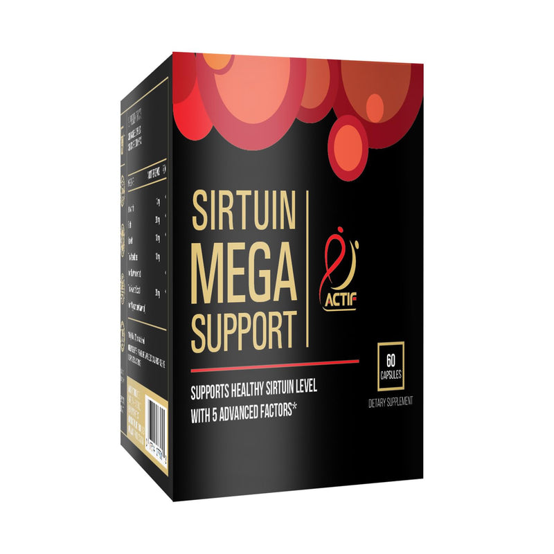 Actif Sirtuin Mega Support with 5 Advanced Factors – Anti-Aging, 100% Natural, Non-GMO, 60 Count
