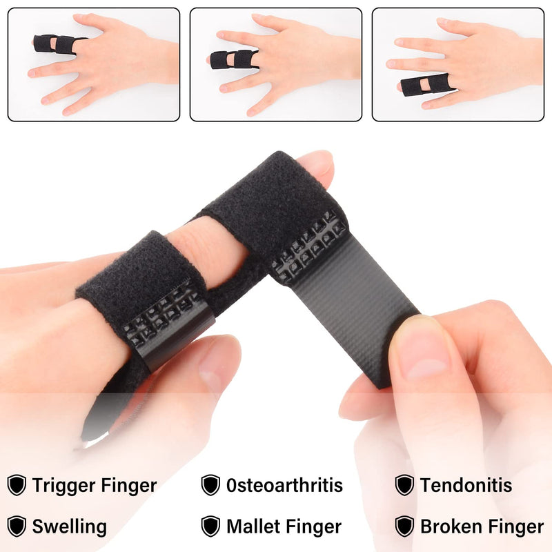 supregear Finger Splint Support, 2 Pack Adjustable Reusable Trigger Finger Splint Finger Brace with Removable Aluminum Bar for Index/Middle/Ring/Pinky Finger (Black) Black (2 Pack) - BeesActive Australia