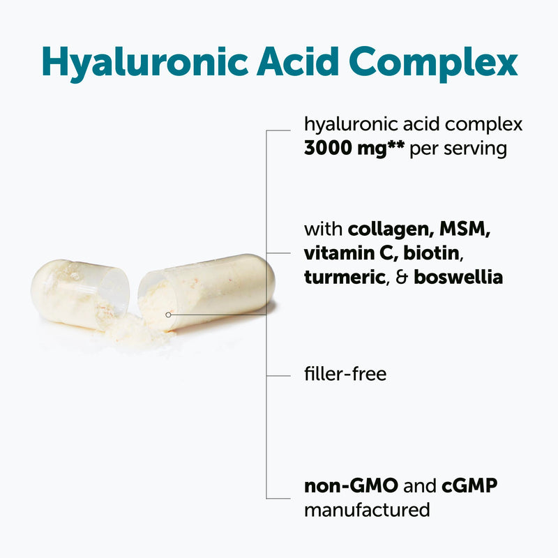 Hyaluronic Acid Complex 3000mg with Collagen & MSM, 240 Veg Capsules | Skin & Joint Support with Hyaluronic Acid, Collagen, Biotin, Vitamin C, Turmeric & Boswellia Extract | Non-GMO, Filler-Free**