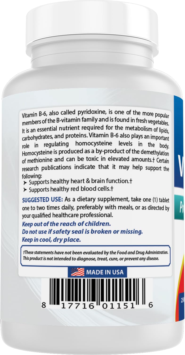 Best Naturals Vitamin B6 50 mg 250 Tablets