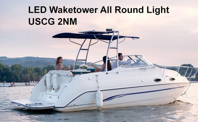 Anchor Lights,Boat Tower Light,Bimini Top LED Waketower All-Round 360 Degree White, USCG Certified 2NM,10-30Volt