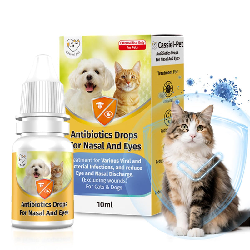 Nasal & Eye Drops for Immune Support, Sneezing, Cold, Allergy Relief, Runny Nose, Feline Respiratory Treatment and Watery Eyes for Cats and Dogs 0.33 Fl Oz (1 Bottle) 1 Bottle