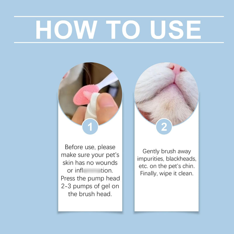 Cat Chin Acne Care Kit, Cat Chin Cleaner with Silicone Brush, Cat Acne Treatment & Blackhead Remover, Cat Self Groomer for Black Chin, Gently Cleans Chin Acne and Blackhead, Keeps Cat's Chin Clean
