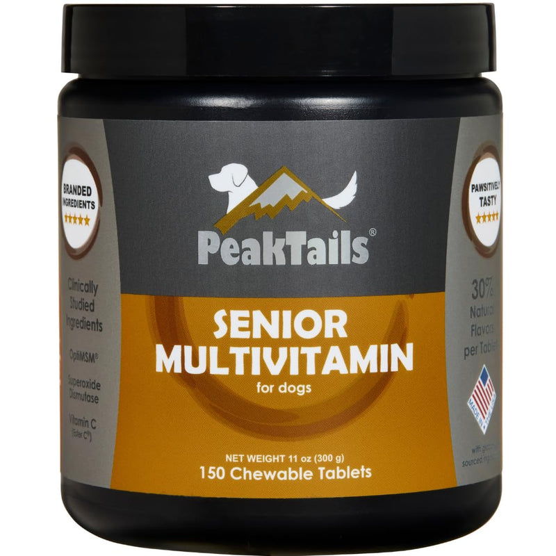 Senior Multivitamin for Dogs – 150 Tablets with MSM, Superoxide Dismutase, Vitamin C & 19 Essential Nutrients – Supports Joint Health & Overall Wellness 150 Count