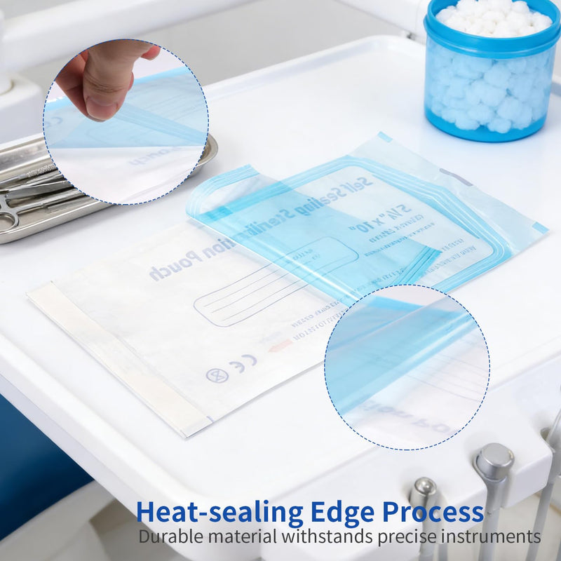 200 Packs Self Seal Sterilization Pouches 5.3"x11" with Color Changing Indicator, Autoclave Sterilizer Bags for Dental, Tattoo, Nail Instrument Tools 5.3"x11" - BeesActive Australia
