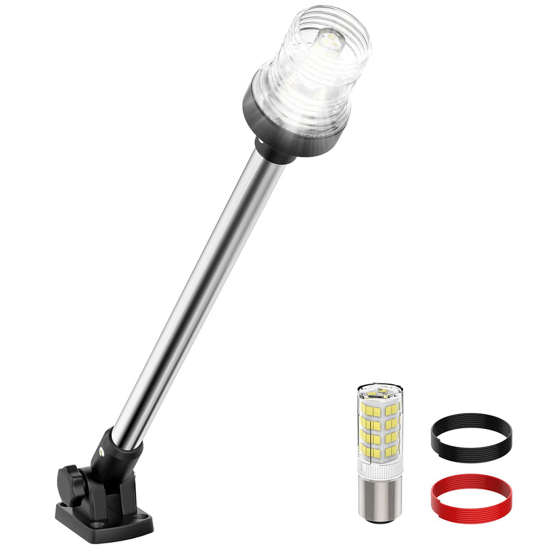 24 Inches Anchor Light Stern Lights for Boats LED Waterproof IP67, White Fold Down Rear Boat Navigation Lights, 3NM Visible Boat Running Light LED Marine for Pontoon, Bass Boats (12-24V) 24 Inches