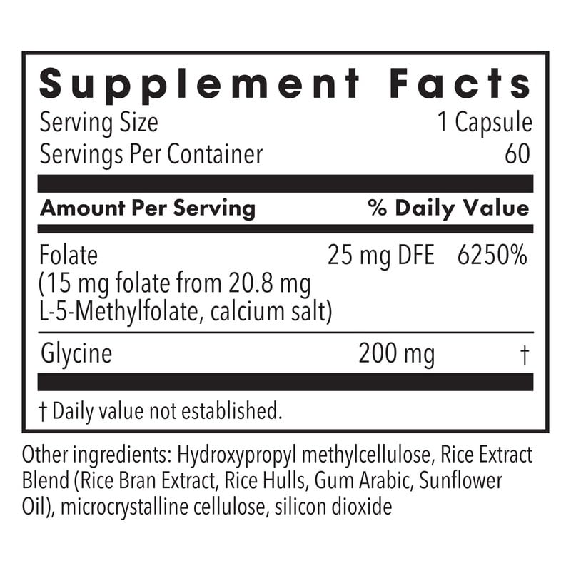 Metabolic Maintenance L-Methylfolate 15 mg, 60 Capsules | Active Folate for Methylation Support and Biochemical Reactions, Highly Bioavailable, Vegetarian Formula