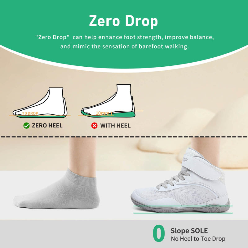 Kids Wrestling Shoes Youth Boys Girls Youth Boxing Shoe Barefoot Hiking Boots Lightweight Breathable Zero Drop Non Slip 12.5 Little Kid White