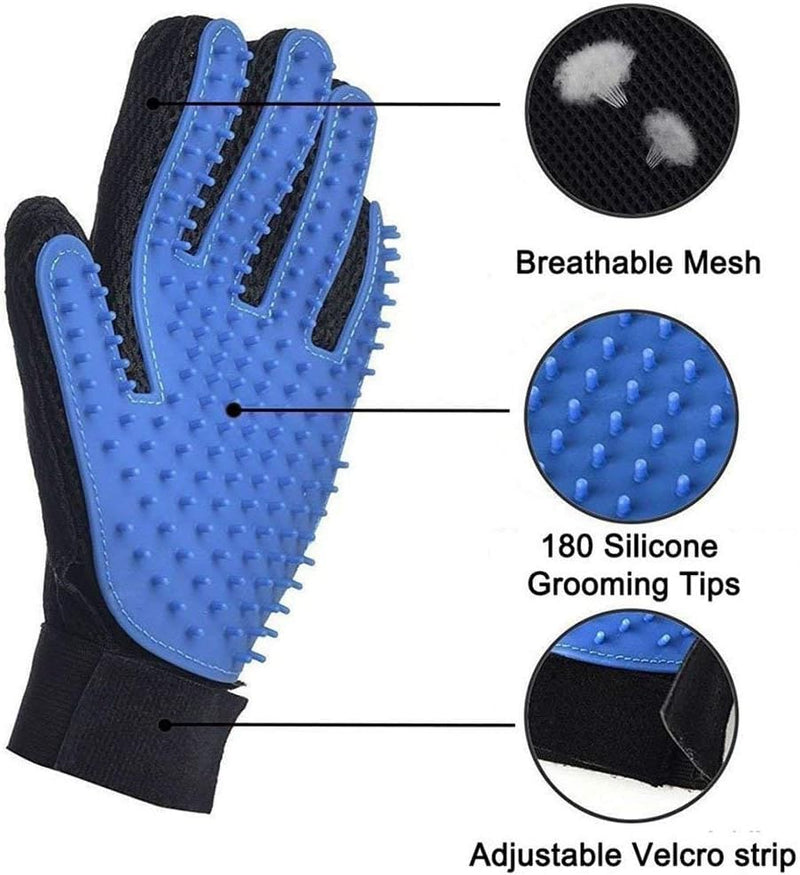 Fluffix 2 Pet Brush Glove - The ultimate solution for gentle grooming and massage - Hair remover - Grooming glove - For dogs and cats 2 pieces - BeesActive Australia
