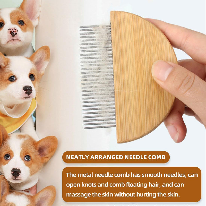 FDCGAS Bamboo Flea Comb - 2 pcs flea comb for cats & dogs, 77 & 61 stainless steel teeth, no plastic, lice comb, tick comb, flea comb for dogs, flea comb for cats - BeesActive Australia