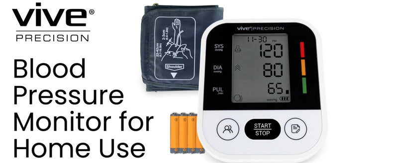 Vive Blood Pressure Monitor for Home Use – Digital Automatic Upper Arm BP White