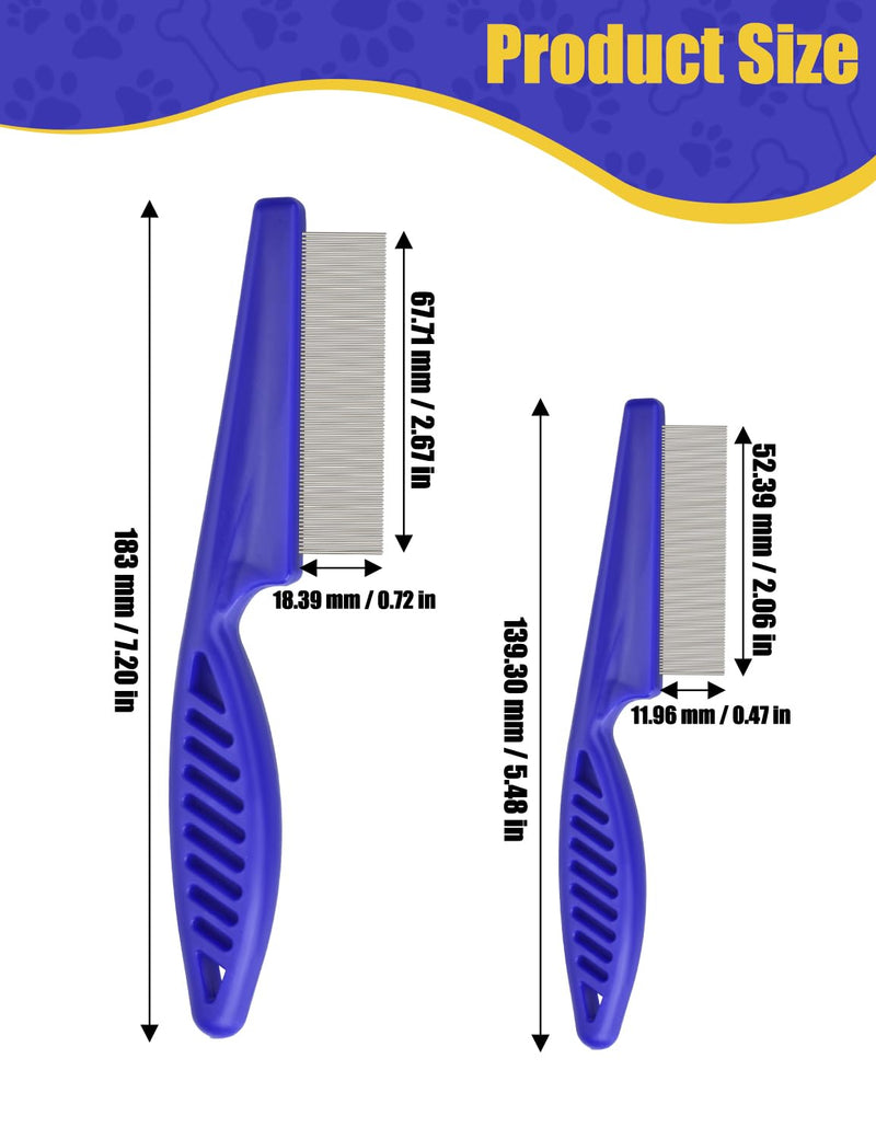 Flea Comb for Cats with Handle, 4 Pcs Flea Brush Tear Stain Comb Grooming Face and Matted Hair Paws Pet Lice Comb for Small, Medium & Large Cat Dog Kitten Rabbit Blue&Pink 4P - BeesActive Australia