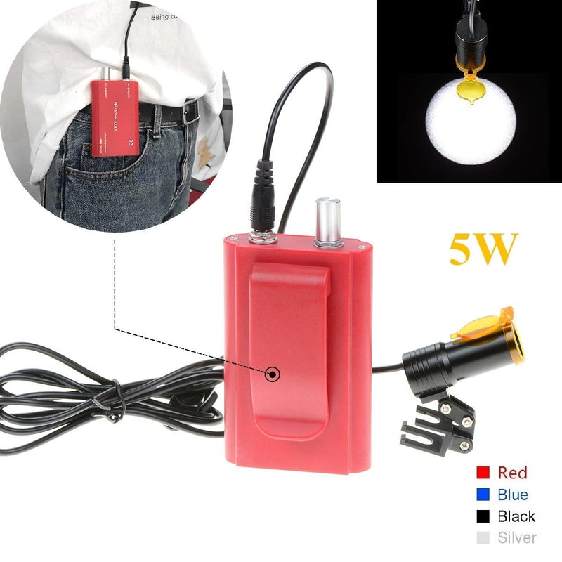 5W LED Headlight Plastic Belt Insert Clip with Filter Waist Hanging On Magnifier Loupes Red Headlamp
