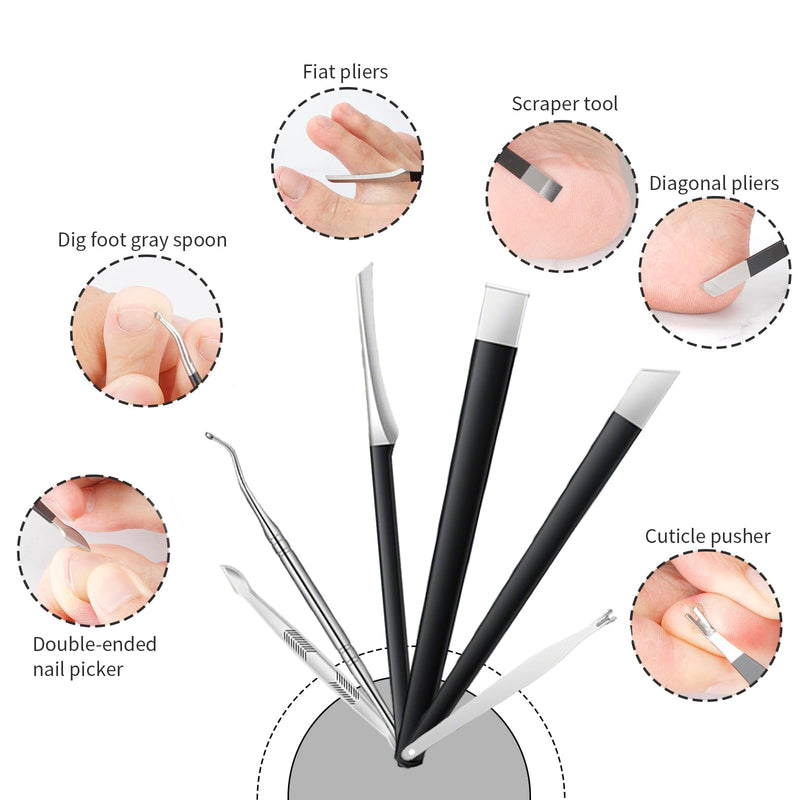 NOVANO Ingrown Toenail Removal Kit,Nail Treatment Foot Tool,Toenail Clippers for Seniors Thick Toenails,Professional Pedicure Tool,Large Toenail Clippers for Thick Nails 11Pcs - BeesActive Australia