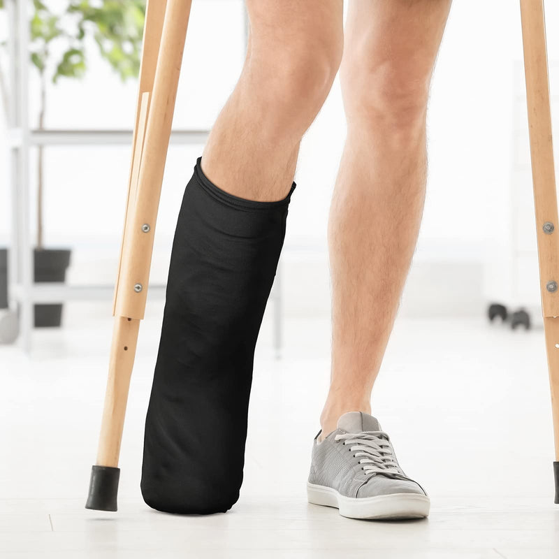 Boao 2 Pcs Leg Cast Cover, Medium Short Cast Sock Cover Below the Knee Leg Sleeve for Foot Men Women(Black, Gray) Black,Gray - BeesActive Australia