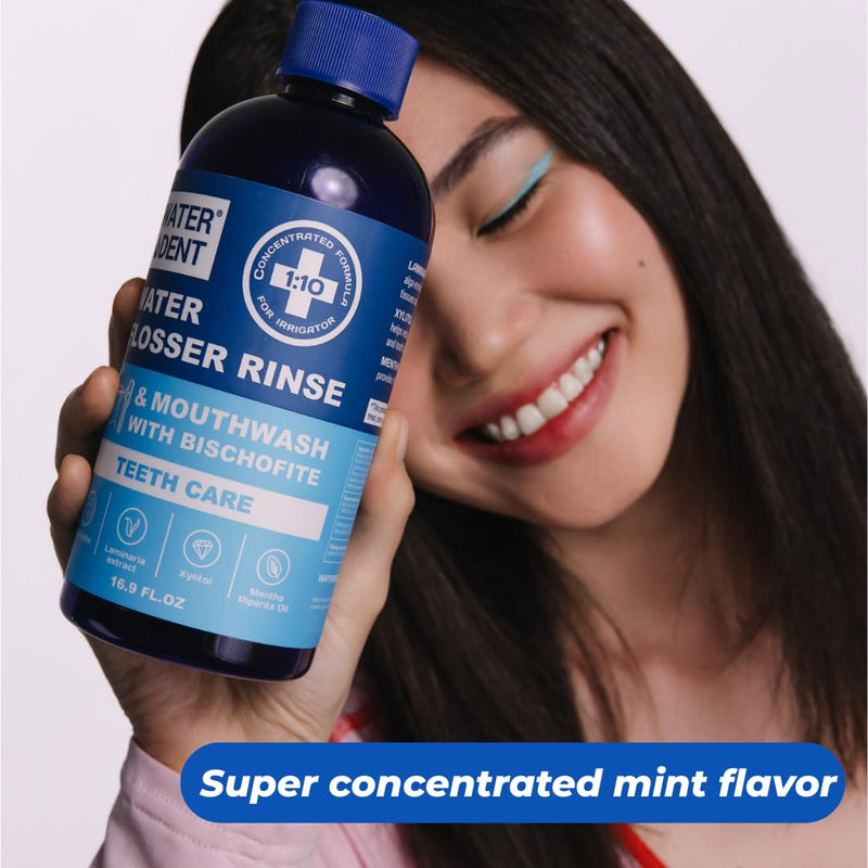 | Water Flosser Rinse, IRRIGANT, Concentrate Mouthwash | When dilluted1:10 = 44 fl.oz, Travel Size, Add to Oral irrigator, Mint Flavor, Alcohol & Fluoride Free. Made in USA | 4 fl.oz 4 Fl Oz (Pack of 1) - BeesActive Australia