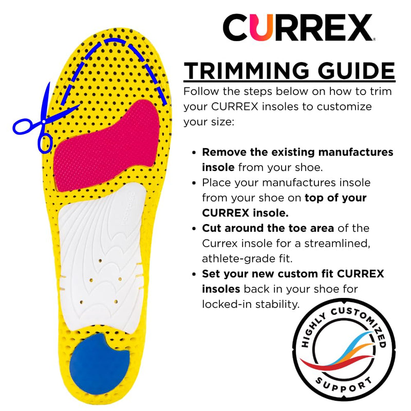 CURREX CLEATPRO - Thin, Arch Support Insoles, Comfort, Cushion & Stability in Cleats, Soccer, Football, Baseball, Softball, Super Grip for Control, Shock Absorbing Inserts, Men, Women, Medium Arch, XL Medium Arch - Yellow