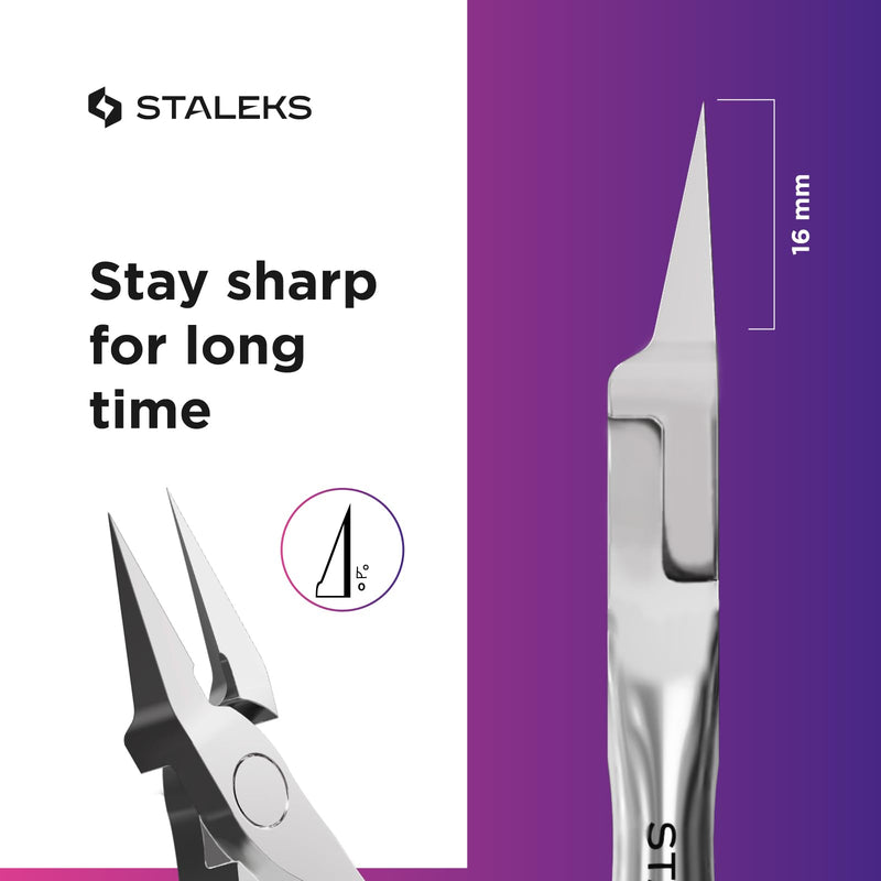 Staleks Pro EXPERT 61 Ingrown Toenail Nippers – 16mm Blades – Narrow Tips with Safe Ends – Stainless Steel – Professional Pedicure Tool 9 mm