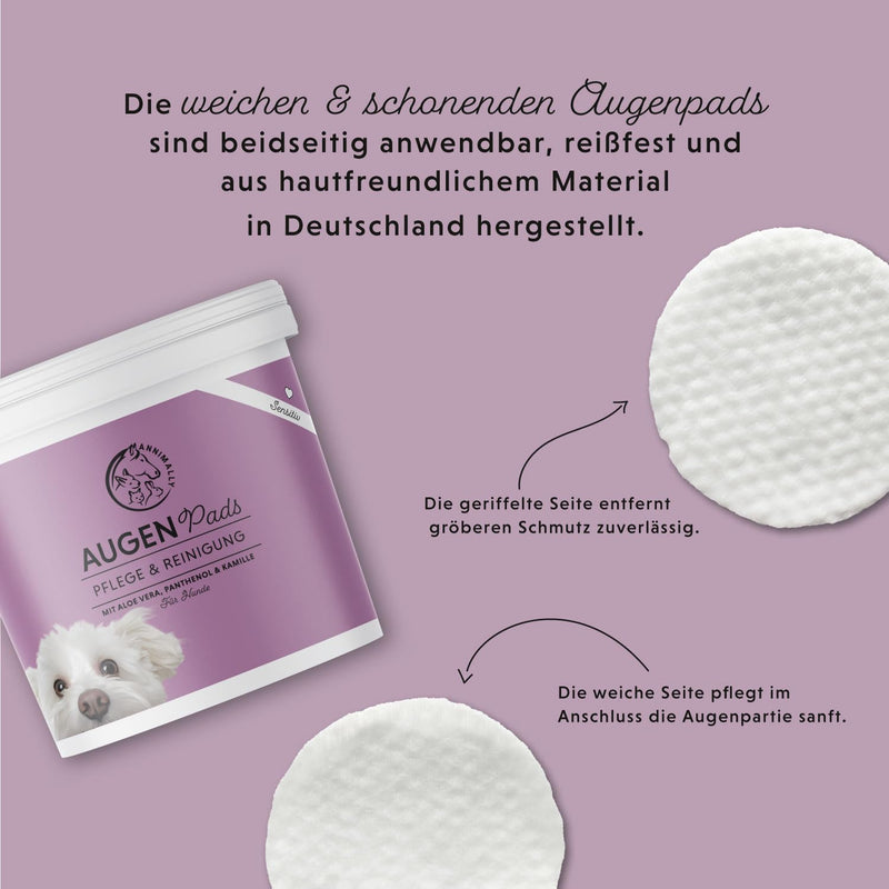 Annimally eye care pads for dogs and cats - 100x eye pads for tear stains and for eye cleaning - eye cleaner for eye care and cleaning with aloe vera, chamomile and panthenol - BeesActive Australia