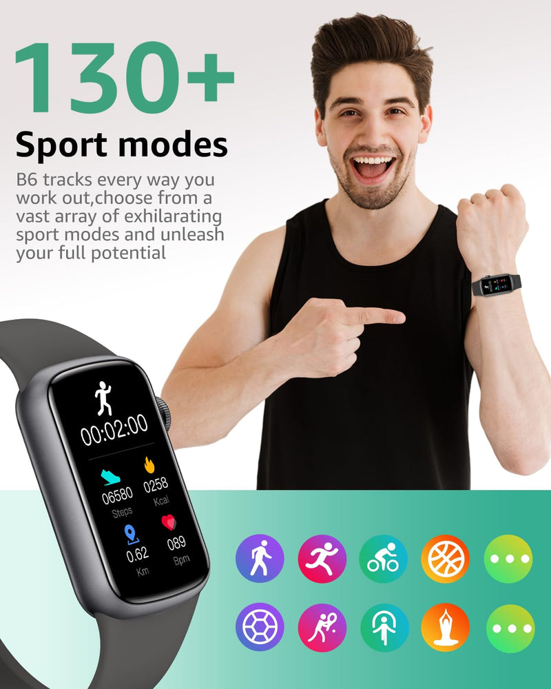 IMFRCHCS Fitness Tracker with Step Counter/Stopwatch, Activity Health Tracker with Blood Pressure Heart Rate Monitor, Sleep Tracker, 137+ Sport Modes, Pedometer Smart Watch, Gift for Women Men Black