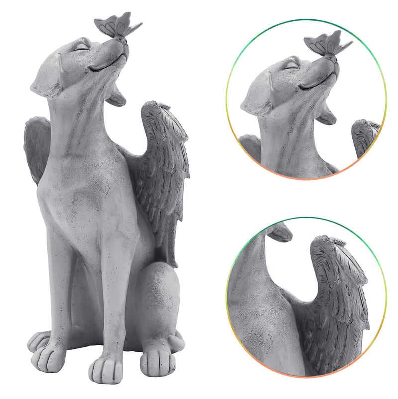FakeFace Dog Angel Memorial Statue, Skin Gravestone Memorial Grave Marker Tribute Statue, Garden Decoration Polyresin Angel Figures Statue Sleeping Dog Statue with Wings Cats Dogs Memorial Stone Dog Angel - BeesActive Australia