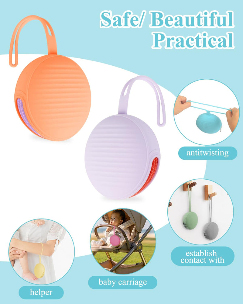 Pacifier Case, Holder for Traveling Baby Essentials Set - BPA Free Green + Gray