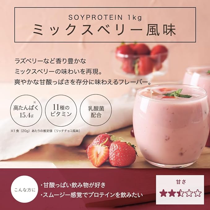 THE PROTEIN Soy Protein Mixed Berry Flavor 1kg Takeuchi Pharmaceutical THE PROTEIN Protein Soy For Women Soy Protein Training Soy Protein (1kg) - BeesActive Australia